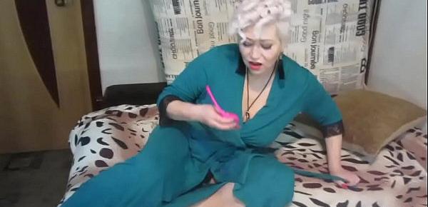  Mature Russian blonde bitch AimeeParadise poses and fucks herself with a big dildo ...  I would have such a mommy!